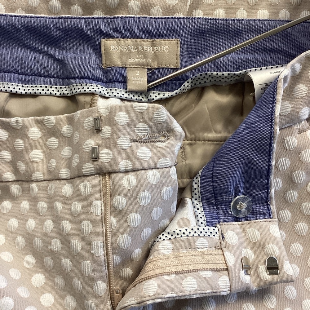 Banana Republic tan Polka Dot Skinny Pants Sz 2 - Picture 4 of 13